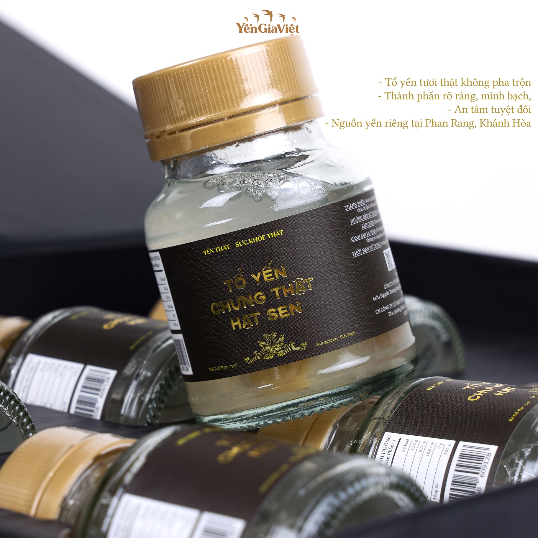 Set 6 hũ tổ yến chưng thật hạt sen Yến Gia Việt cao cấp chứa 7.5g yến tươi giúp ăn ngon, ngủ ngon - hũ 75ml