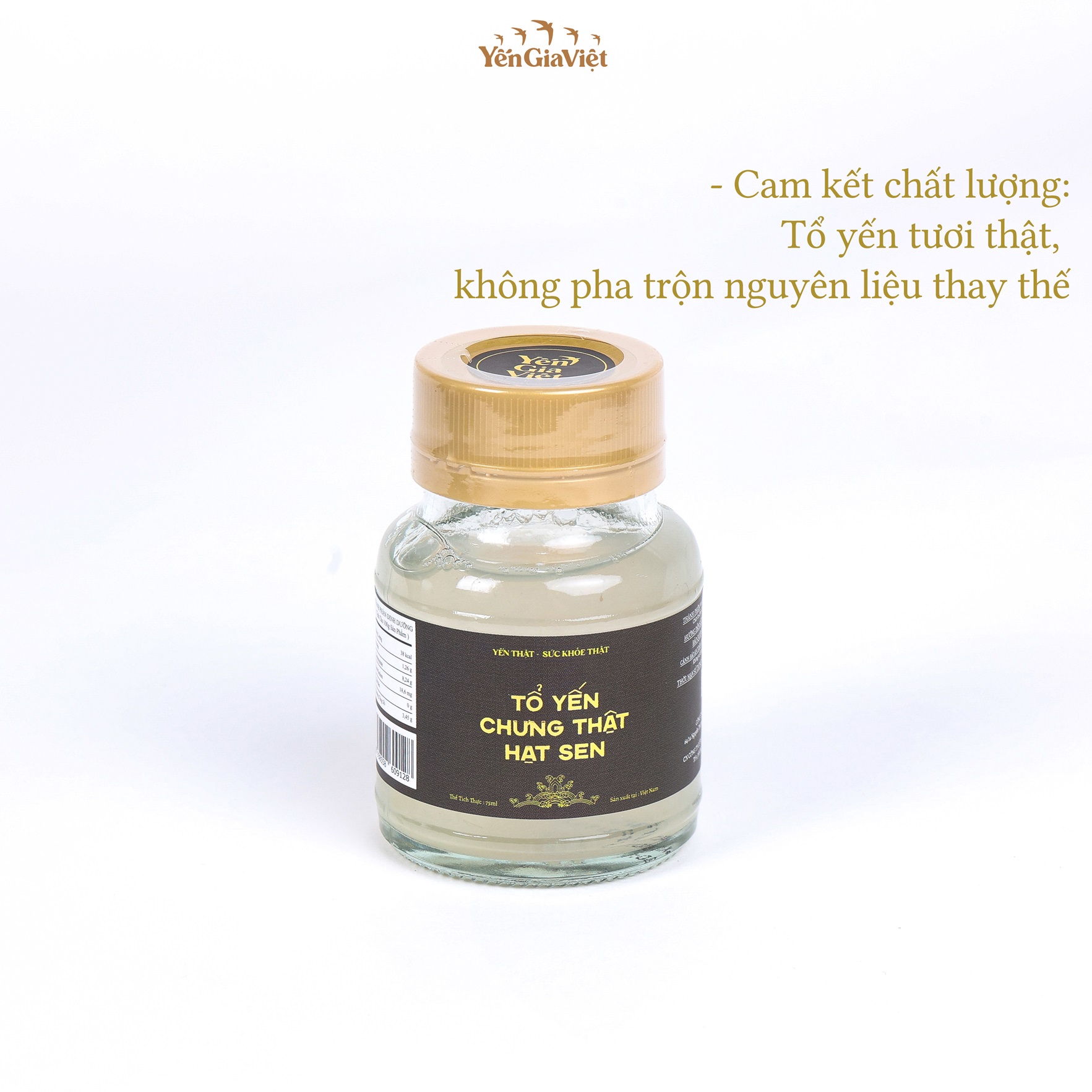 Set 6 hũ tổ yến chưng thật hạt sen Yến Gia Việt cao cấp chứa 7.5g yến tươi giúp ăn ngon, ngủ ngon - hũ 75ml