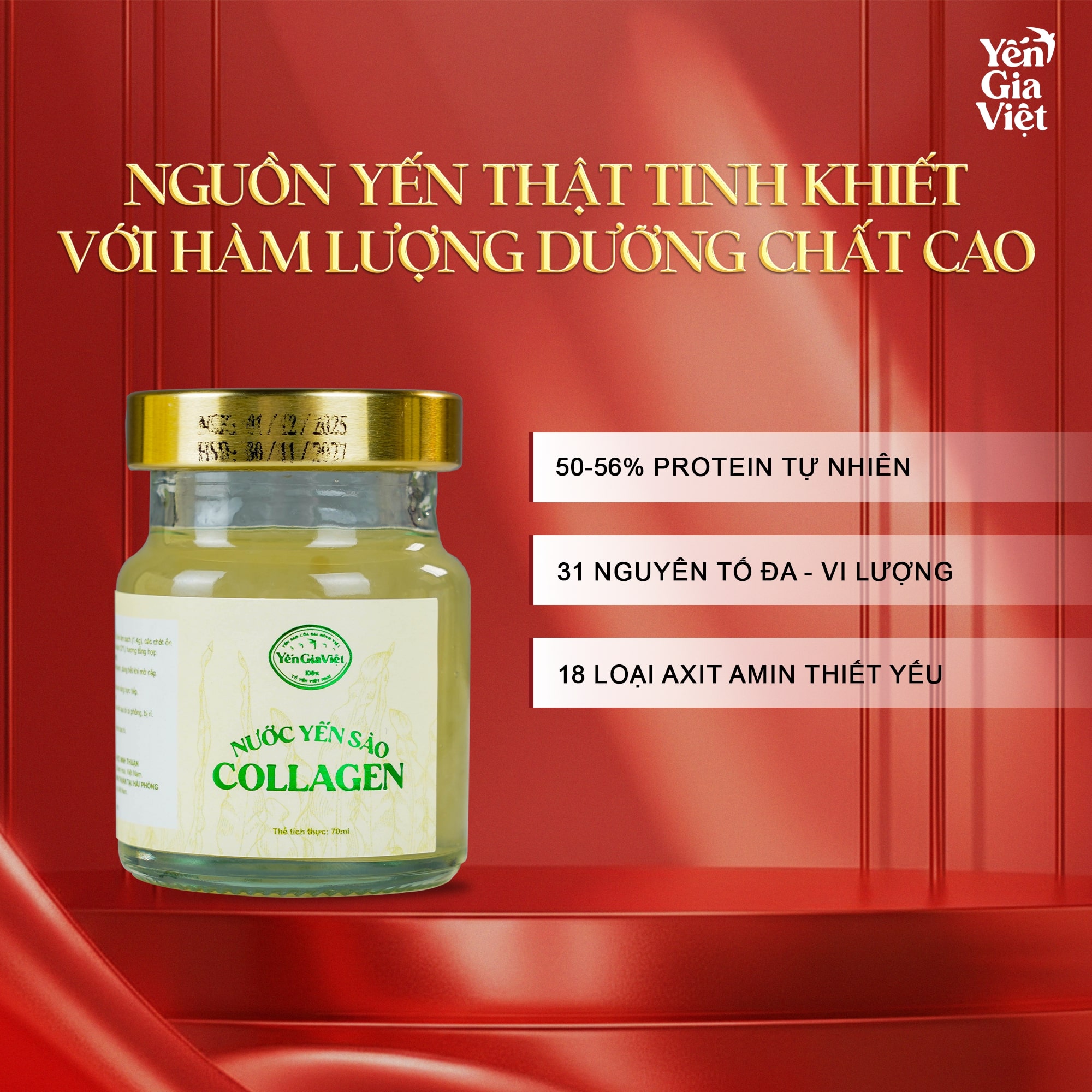Nước Yến Sào Collagen 70ml - Hộp 6 Hũ
