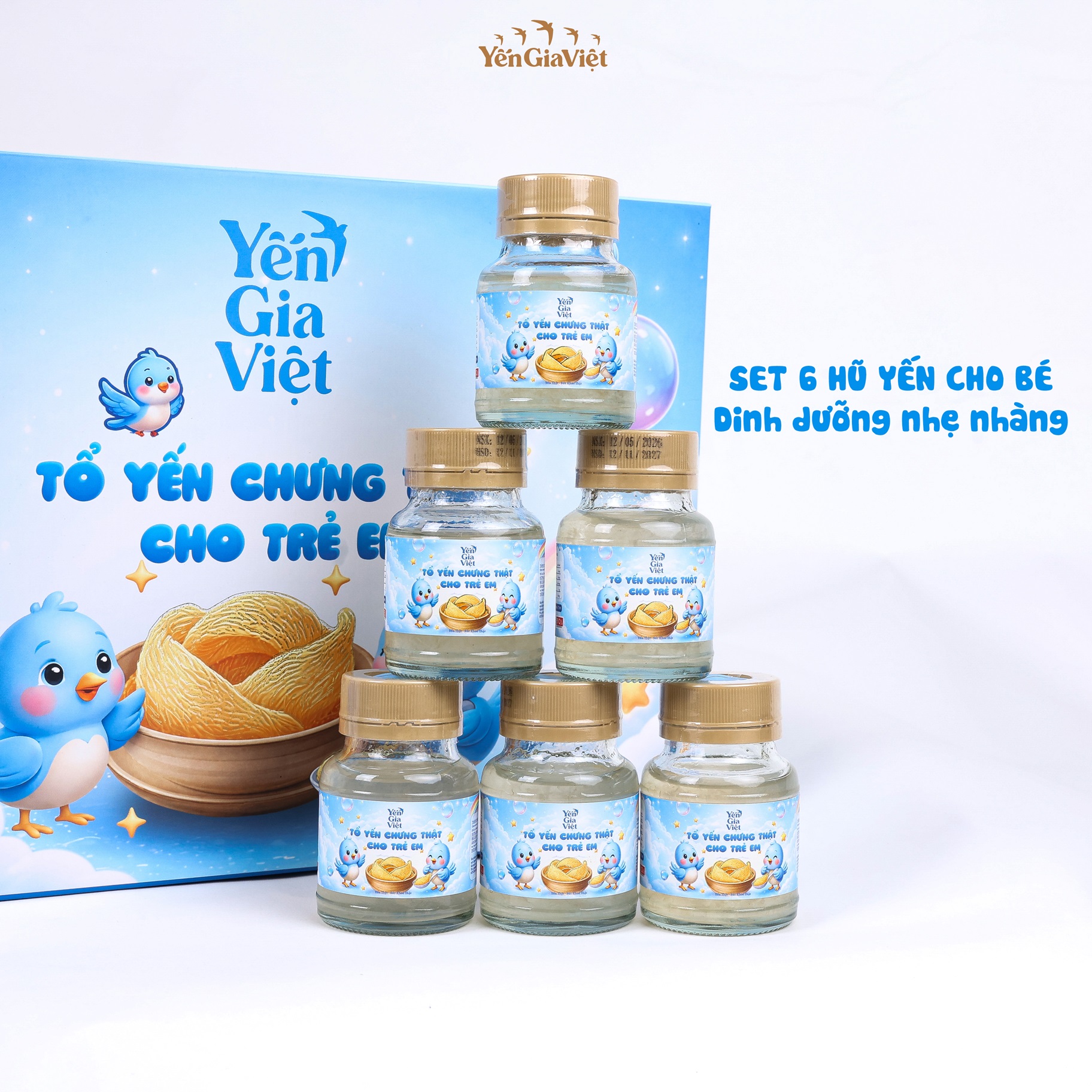 [Set 6 hũ 7.5g Yến Tươi] Tổ Yến Chưng Thật cho bé Yến Gia Việt cao cấp, giúp tăng cường đề kháng, ăn ngon - hũ 75ml