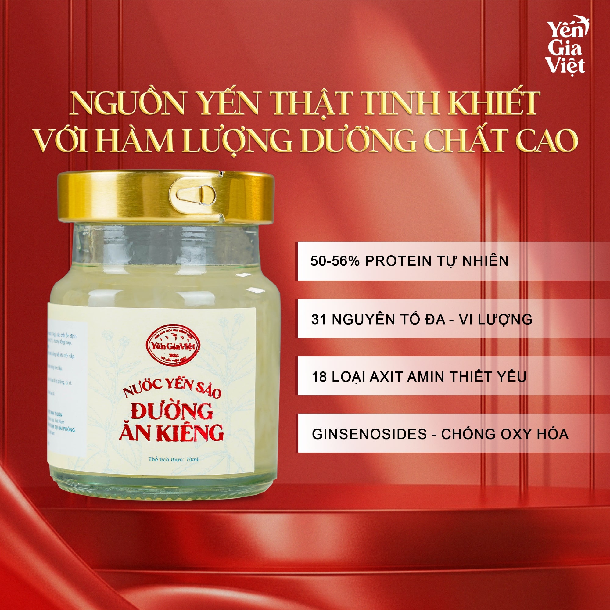 Nước Yến Sào Hồng Sâm 70ml - Hộp 6 Hũ