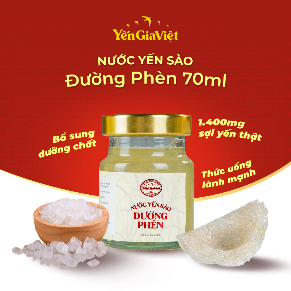 Set 6 hũ nước yến sào Đường phèn Yến Gia Việt giúp bồi bổ sức khỏe, hạn chế lão hóa, tăng đàn hồi da - hũ 70ml
