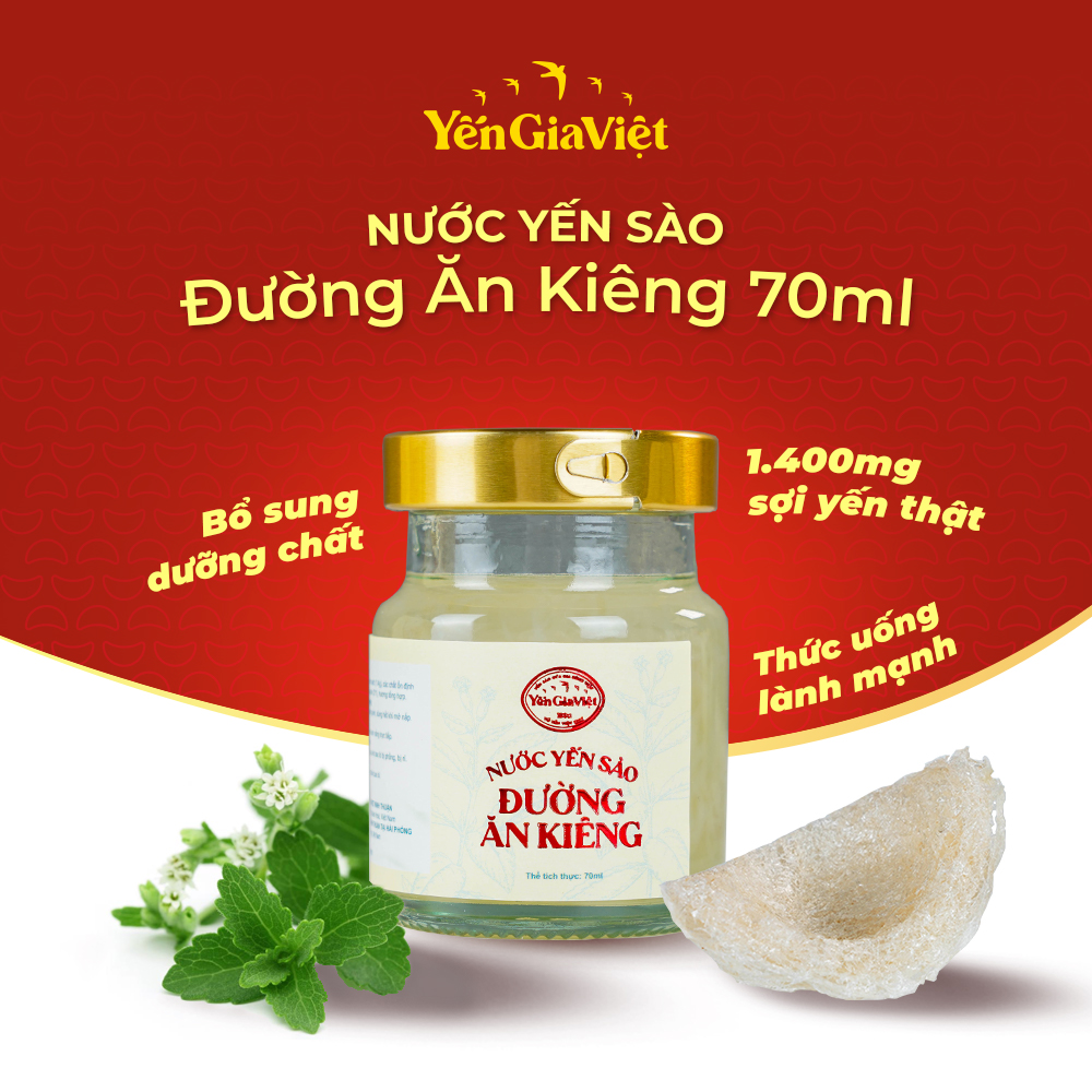 Nước Yến Sào Đường Ăn Kiêng 70ml - Hộp 6 Hũ