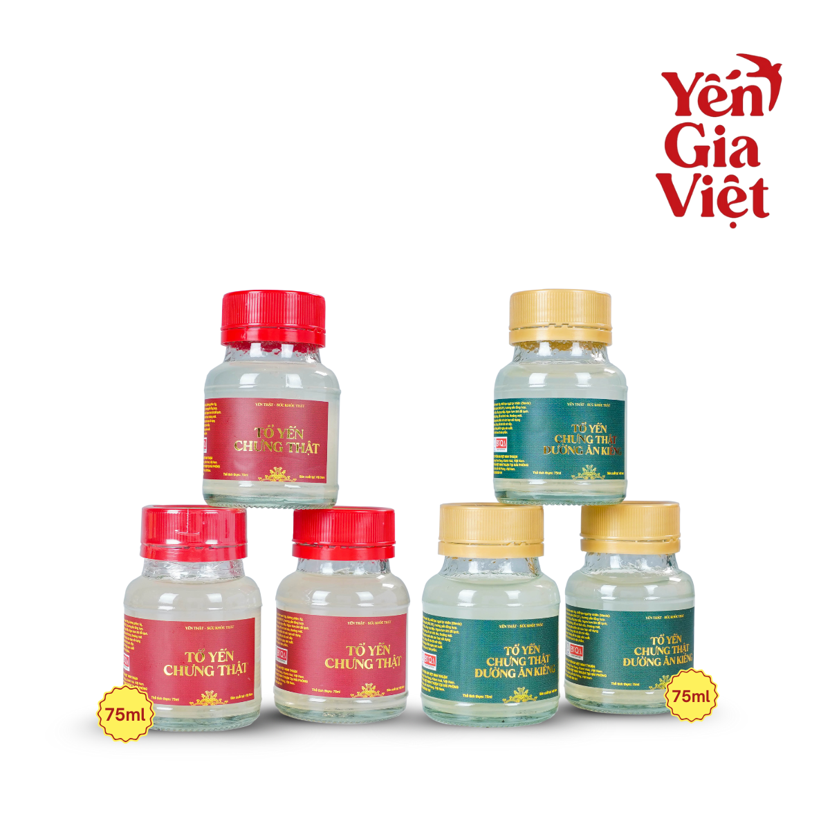 Tổ Yến Chưng Thật Mix Vị - Hộp 6 Hũ 75ml
