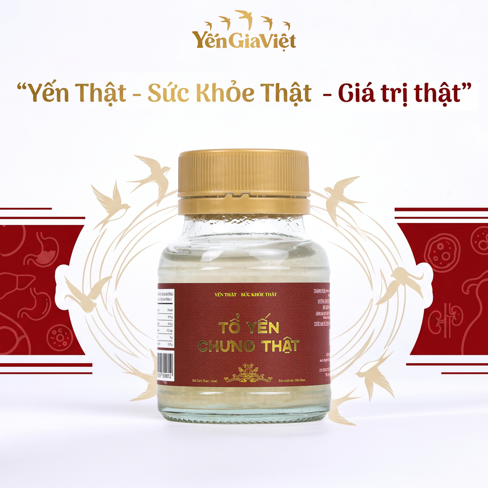 [Set 6 hũ 7.5g Yến Tươi ] Tổ Yến Chưng Thật Đường phèn Yến Gia Việt cao cấp yến tươi giúp bồi bổ sức khỏe - hũ 75ml