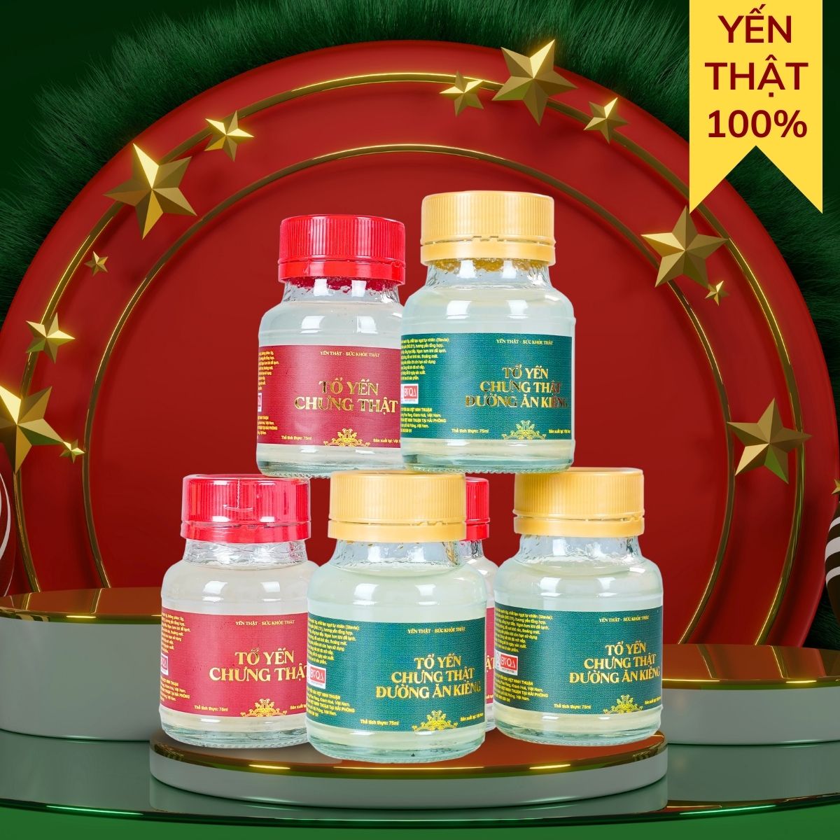 Tổ Yến Chưng Thật Mix Vị - Hộp 6 Hũ 75ml