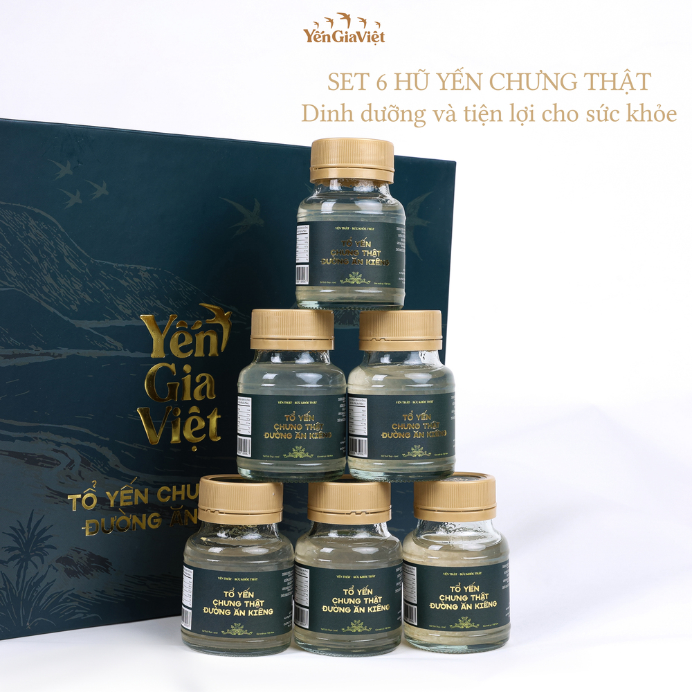 [Set 6 hũ 7.5G Yến Tươi] Tổ Yến Chưng Thật Đường ăn kiêng Yến Gia Việt cao cấp cho người tiểu đường - hũ 75ml