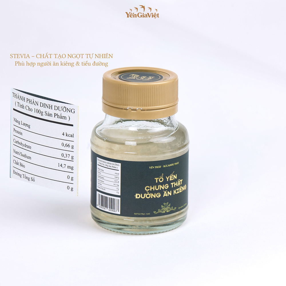 [Set 6 hũ 7.5G Yến Tươi] Tổ Yến Chưng Thật Đường ăn kiêng Yến Gia Việt cao cấp cho người tiểu đường - hũ 75ml