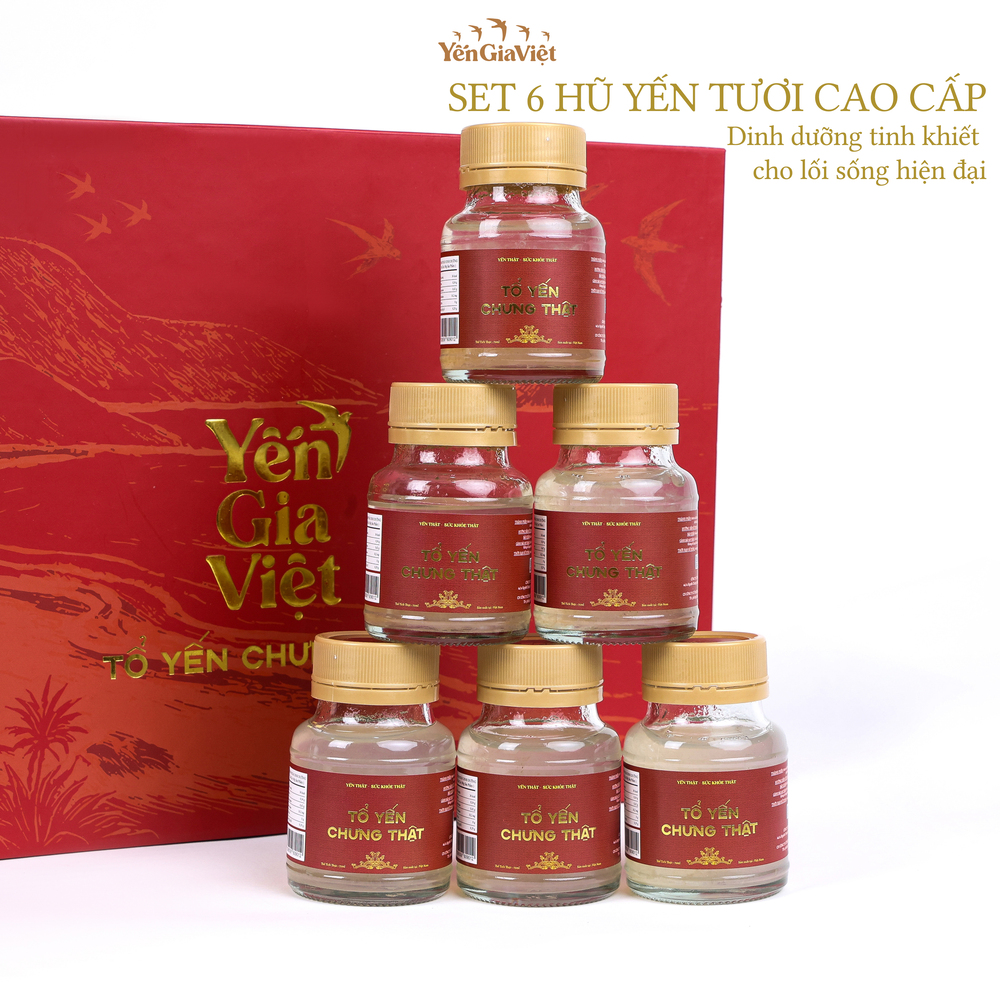 [Set 6 hũ 7.5g Yến Tươi ] Tổ Yến Chưng Thật Đường phèn Yến Gia Việt cao cấp yến tươi giúp bồi bổ sức khỏe - hũ 75ml