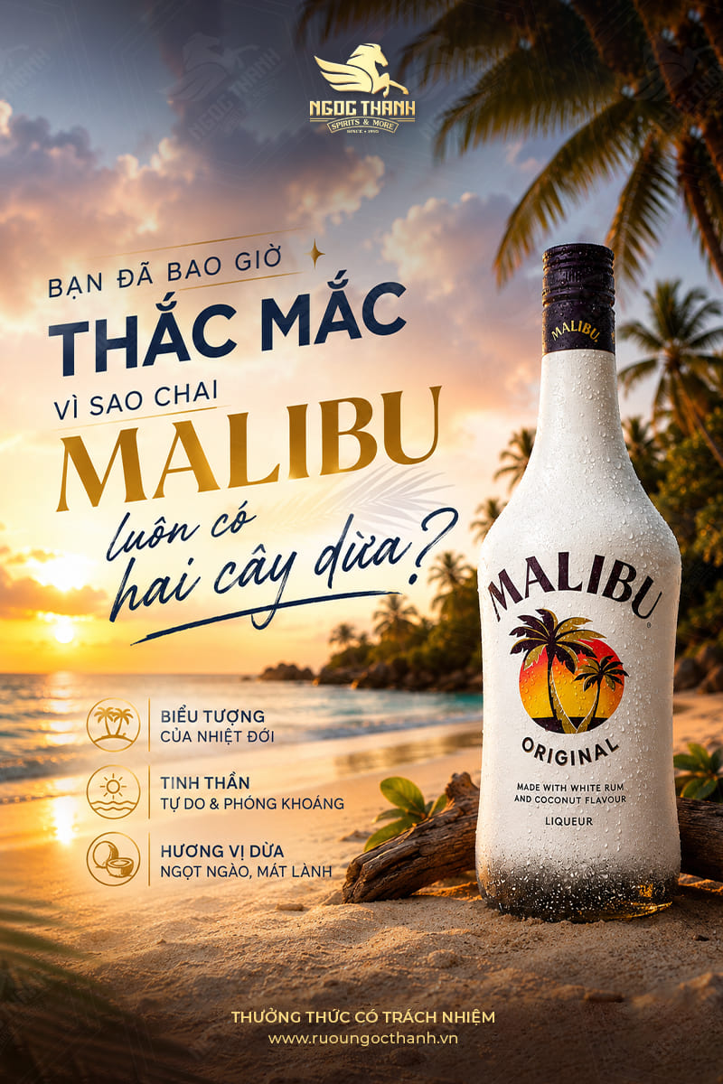 Vì sao chai Malibu luôn có hai cây dừa? Ý nghĩa biểu tượng Caribbean
