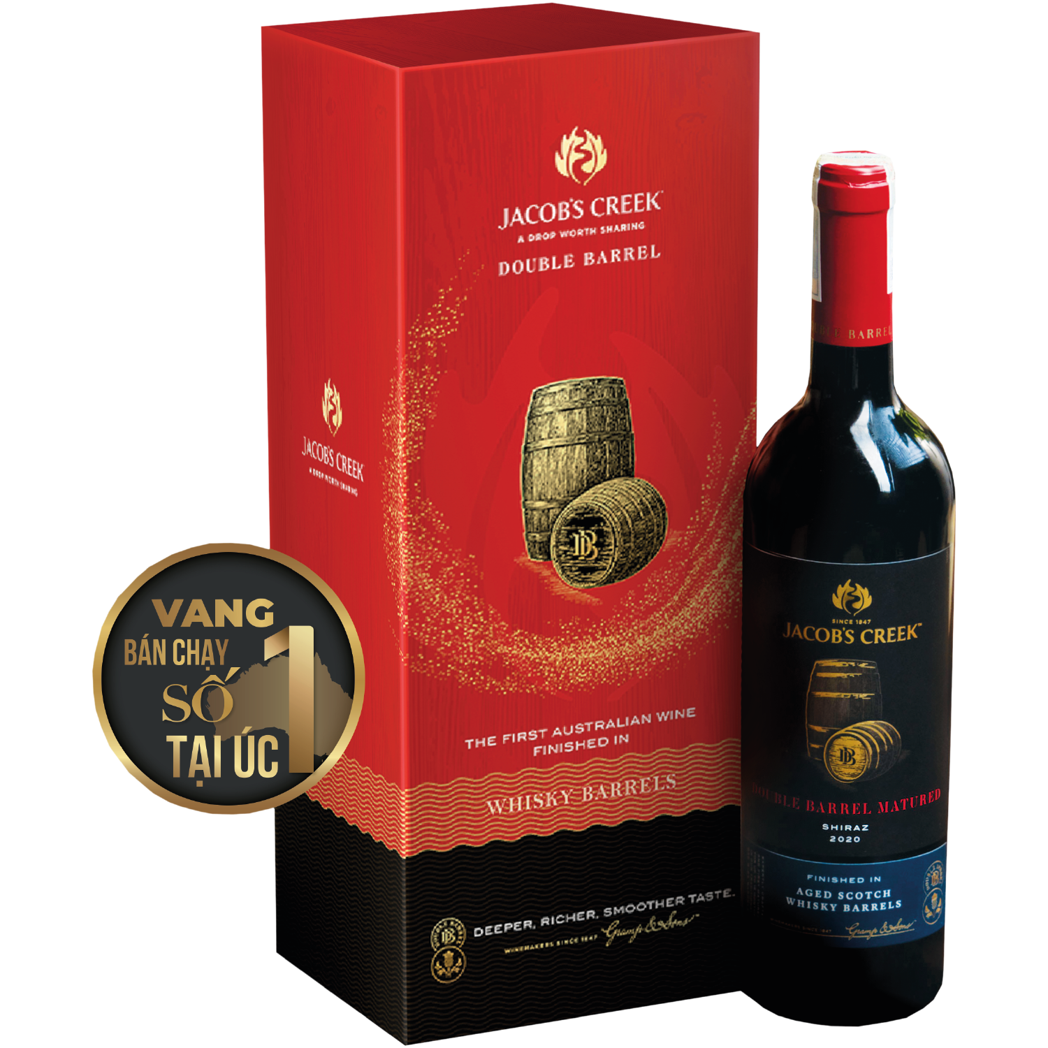 <b>BSP Vang Úc Jacob's Creek Double Barrel Shiraz F24</b><br>75cl | 14.5%