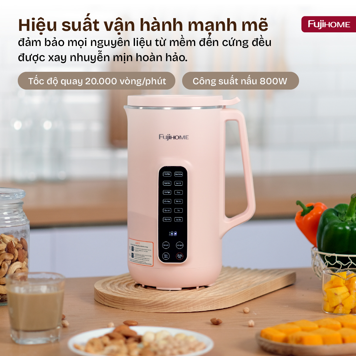 Fujihome SM1626 máy nấu sữa hạt 1 lít – hợp nhà 2–4 người, dùng mỗi ngày
