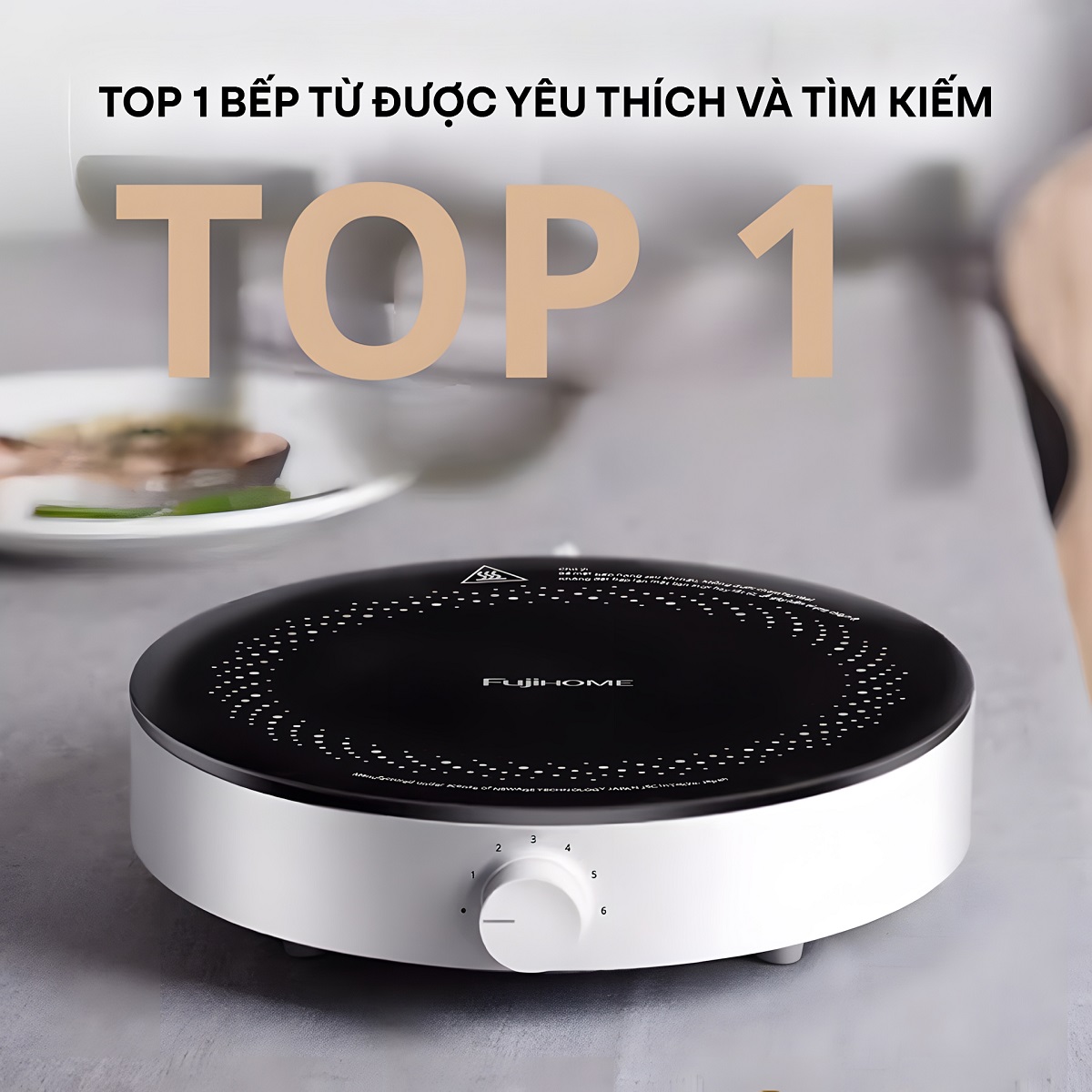 Fujihome IC-H02 – bếp từ mini tròn 2200W màu trắng nấu lẩu, phòng trọ