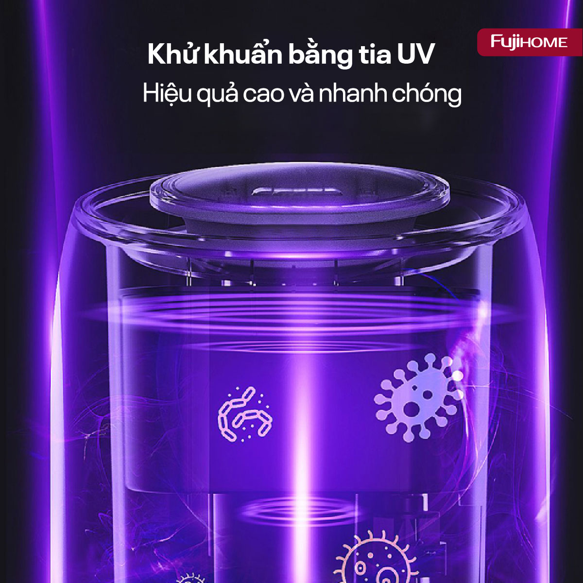 Máy tạo ẩm wifi Fujihome HM10UV-WIFI 10L – bật tắt từ điện thoại, phòng khách rộng