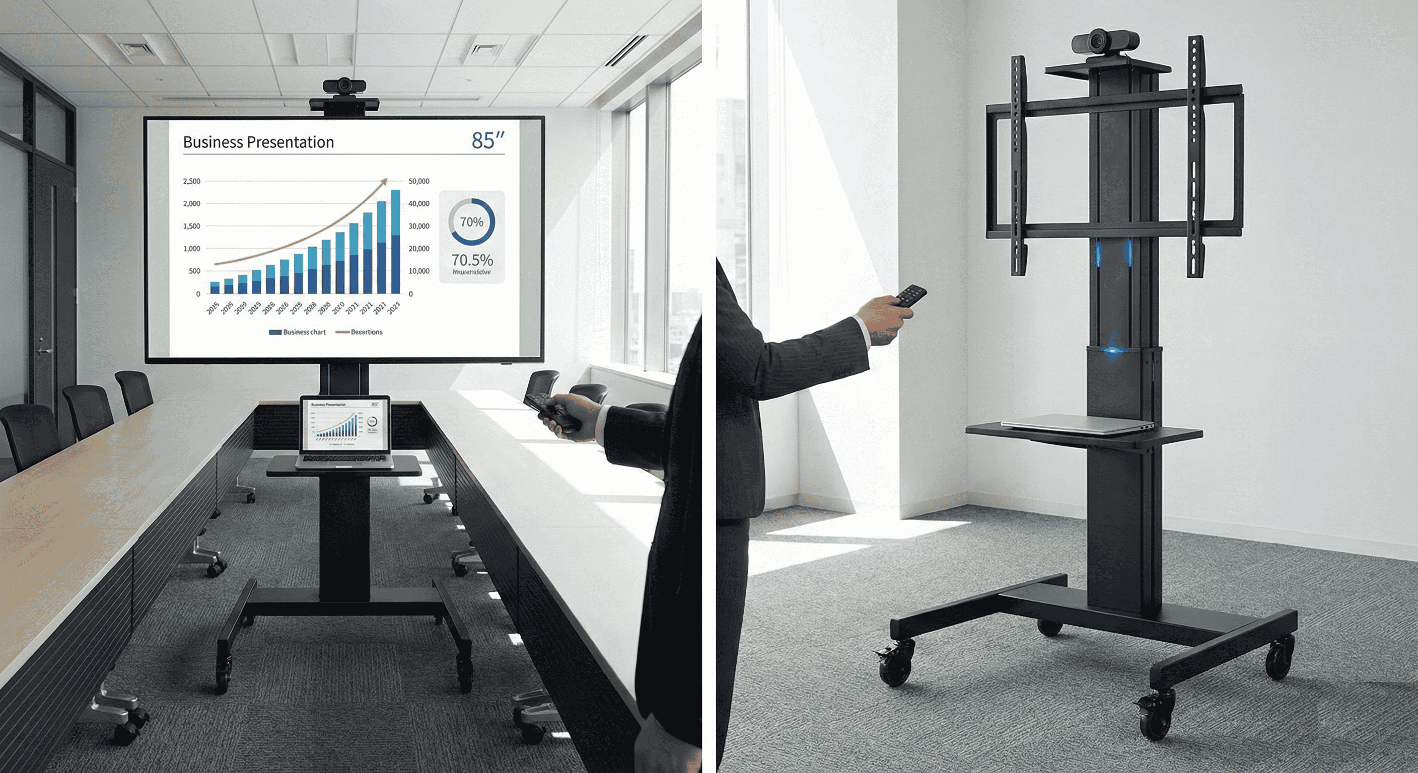 Giá Treo Tivi Di Động Điện Tử NB-T70 (75 - 100 Inch) - Nâng Hạ Bằng Điều Khiển