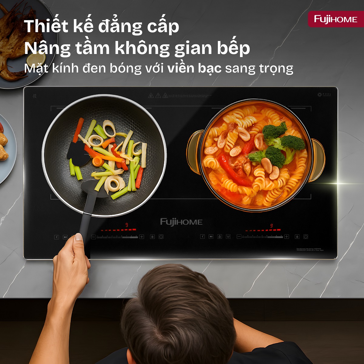 Fujihome IC2622 – bếp từ đôi 4400W nấu nhanh hai món, vuốt trượt tiện tay