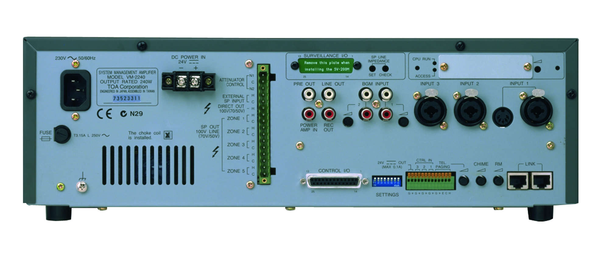 Tăng âm liền Mixer 5 vùng loa công suất 240W: VM-2240