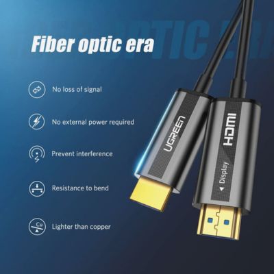 Cáp HDMI 2.0 sợi quang 20m Ugreen 50216 hỗ trợ 4K/60Hz cao cấp | Hàng chính hãng