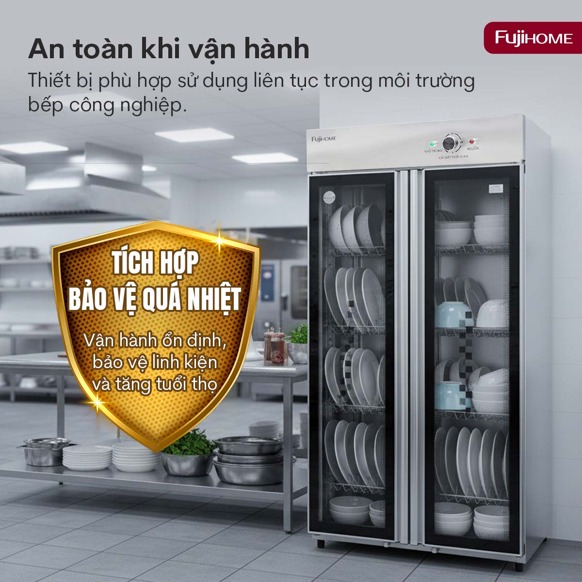 Tủ sấy bát 2 cửa Fujihome DD400A 400 lít - cho trường học, bếp ăn tập thể