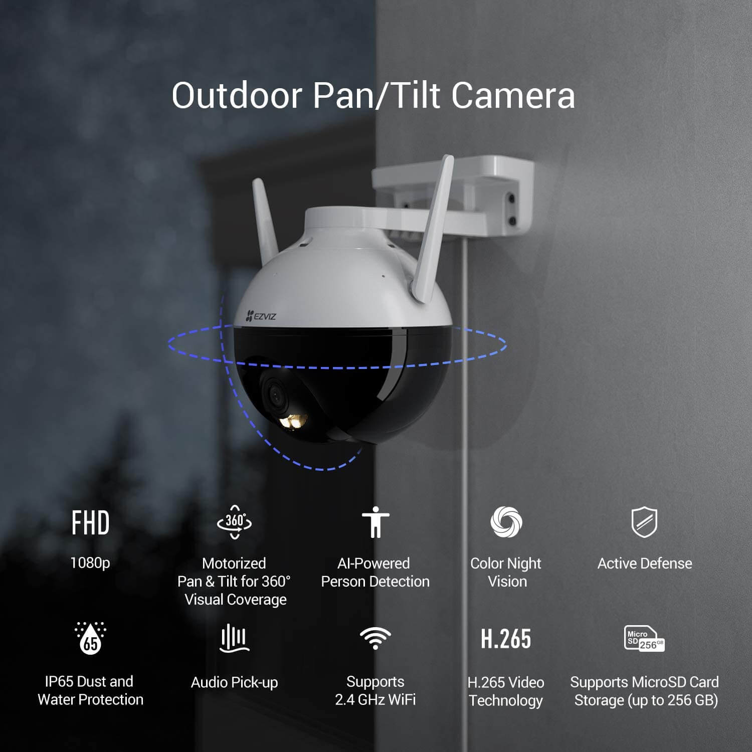 Camera quay quét wifi Ezviz C8C | Hàng chính hãng
