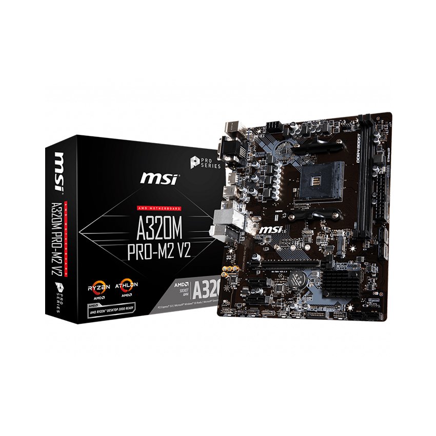 Mainboard MSI A320M PRO-M2 V2 (AMD A320, Socket AM4, m-ATX, 2 khe RAM DDR4)