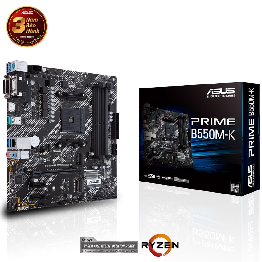 Bo mạch chủ ASUS PRIME B550M-K Socket AM4