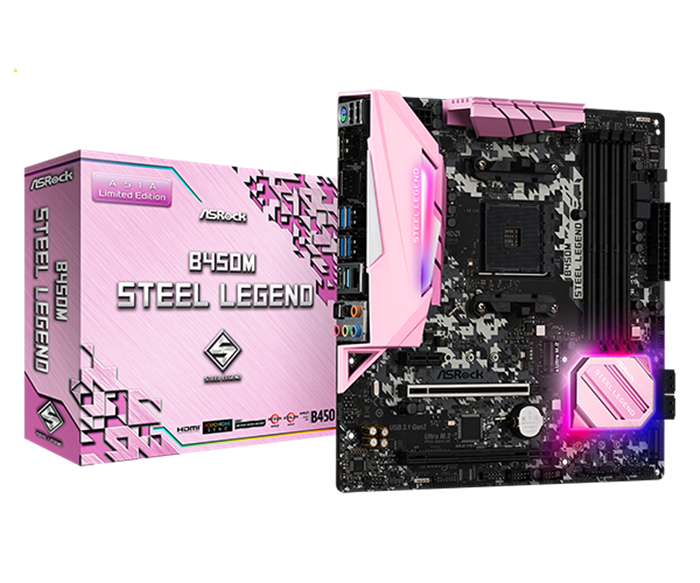 Mainboard ASROCK B450M STEEL LEGEND Pink Edition ATX