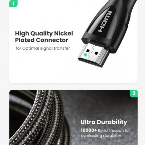Cáp HDMI 2.1 hỗ trợ 8K@60Hz dài 1.5m chính hãng Ugreen 80402 | Hàng chính hãng