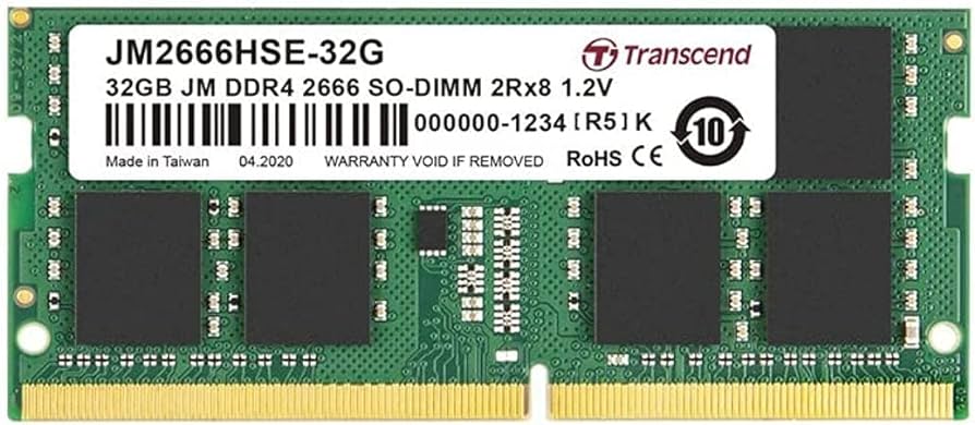 Bộ nhớ trong Ram Transcend JM2666HSE-32G 32GB JM DDR4 2666Mhz SO-DIMM 1Rx8 2Gx8 CL19 1.2V | Hàng chính hãng