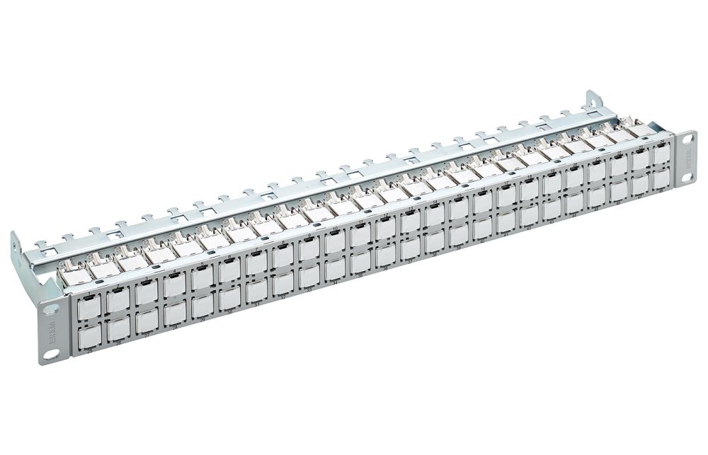 Patch Panel 19inch 1U 48 Port RJ45 Cat 6A ELISO Gray