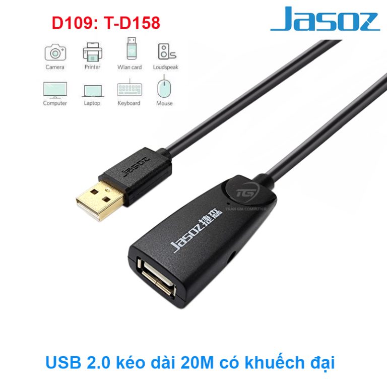 Cáp nối dài USB 2.0 có CHIP hãng JASOZ D109