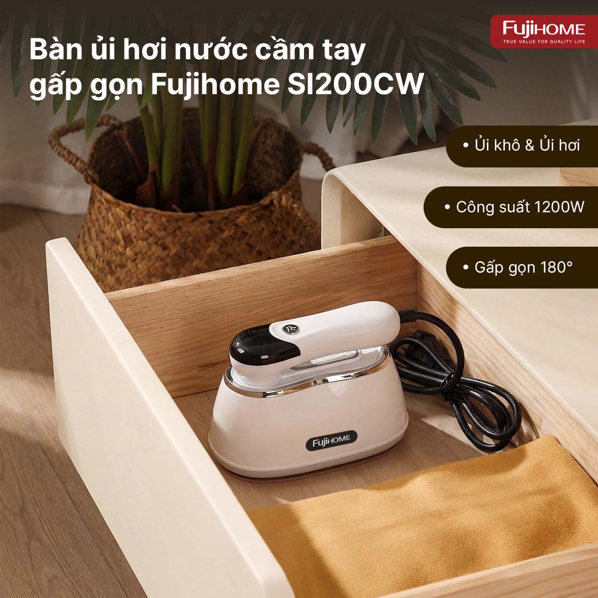 Bàn ủi hơi nước Fujihome SI200CW 4 mức – là treo rèm, là đứng ngay trên móc áo