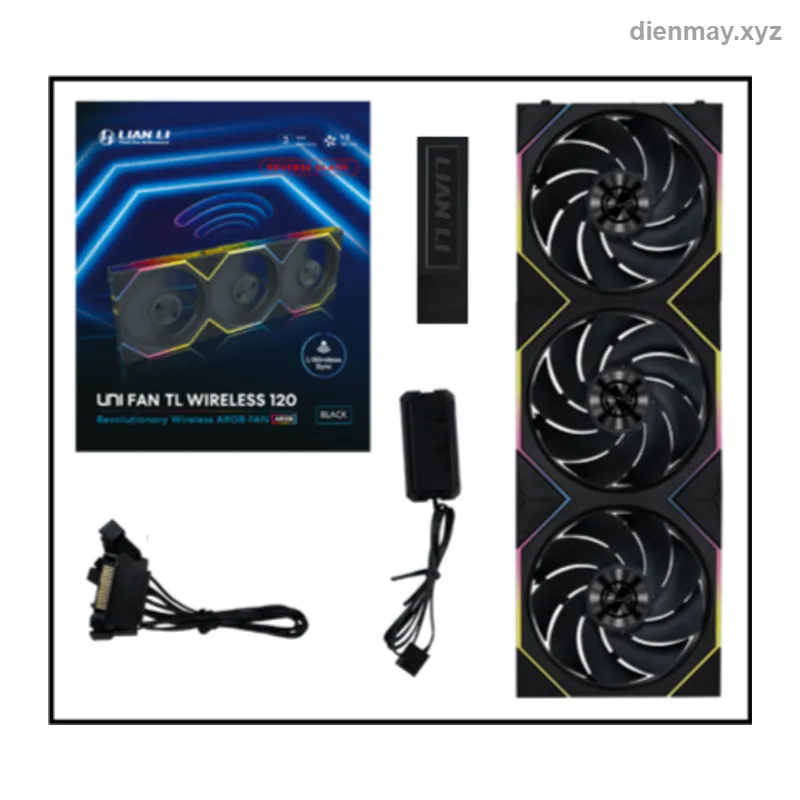 Bộ 3 quạt tản nhiệt Lian Li UNI FAN TL Wireless 120 Reverse Blade Đen (kèm bộ điều khiển) - Người build PC muốn tản nhiệt đẹp, gọn dây với LED ARGB