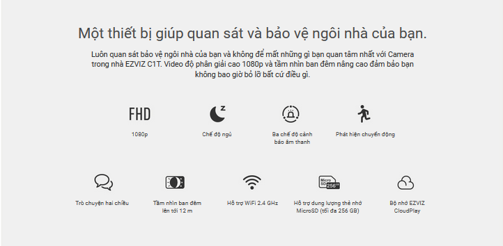 Camera Ezviz WiFi 2MP C1T | Hàng chính hãng