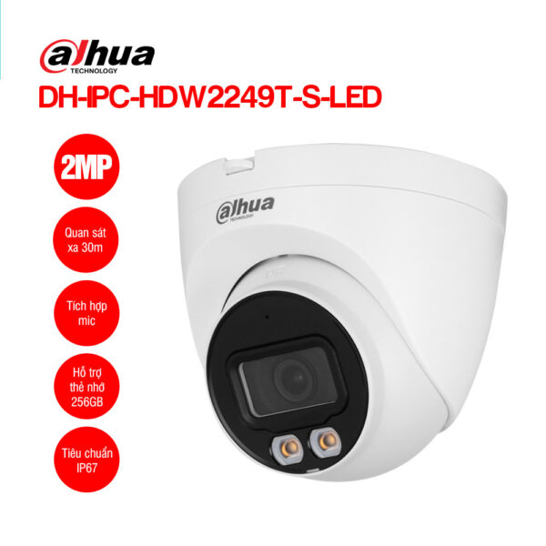 Camera IP 2MP Dome DAHUA DH-IPC-HDW2249T-S-LED | Hàng chính hãng