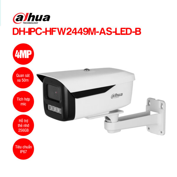 Camera IP 4MP DAHUA DH-IPC-HFW2449M-AS-LED-B | Hàng chính hãng