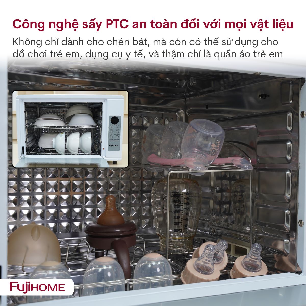 Tủ sấy bát gia đình Fujihome DD38 38 lít, UVC và Ion âm, chỉnh nhiệt