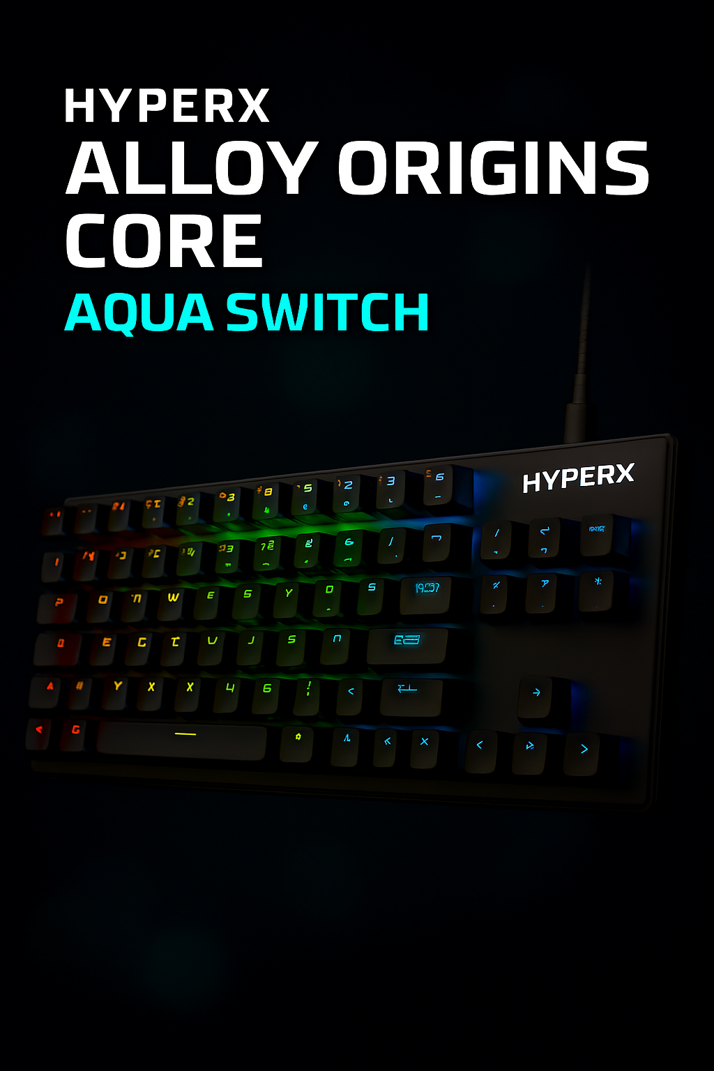 BÀN PHÍM CƠ HYPERX ALLOY ORIGINS CORE AQUA SWITCH