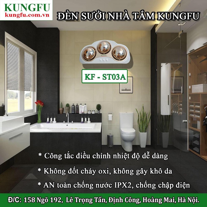 Đèn sưởi Kungfu KF - ST03A (nhà tắm cao cấp) | Hàng chính hãng