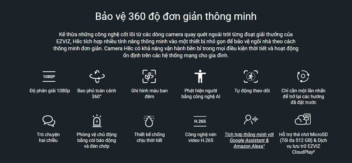 Camera quay quét wifi Ezviz H8C | Hàng chính hãng