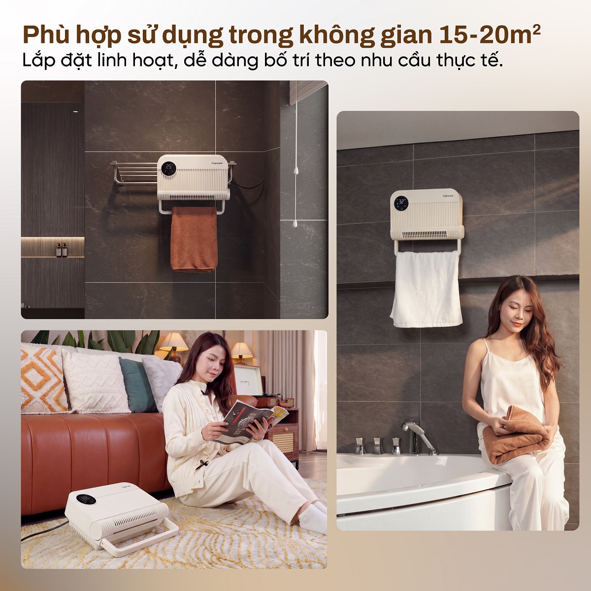 Máy sưởi gốm Fujihome FHB6000E 1500W có remote, hẹn giờ – ấm phòng ngủ, phòng tắm