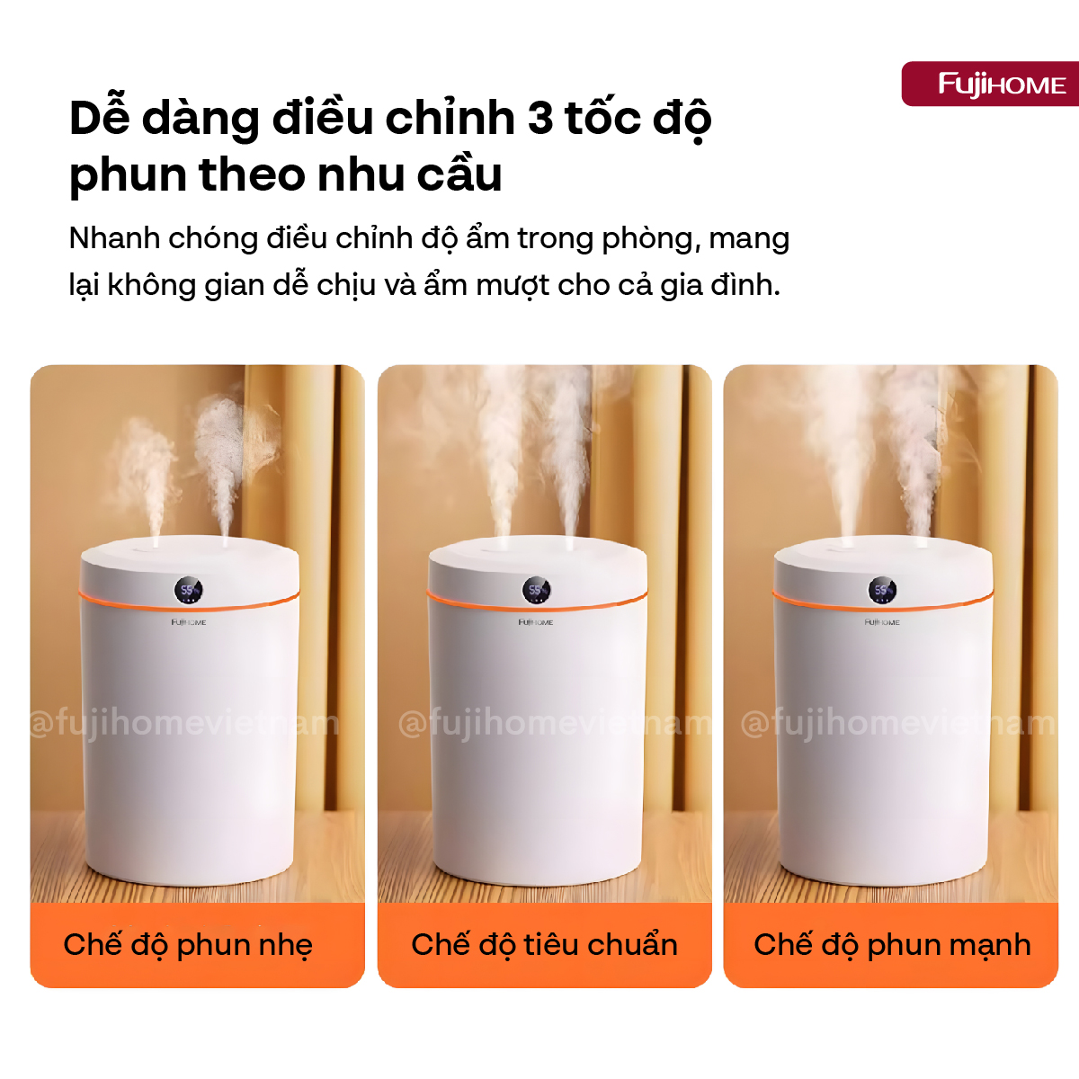 Máy phun sương Fujihome HM05B 5L cắm USB – báo độ ẩm trên màn LED, đặt bàn làm việc