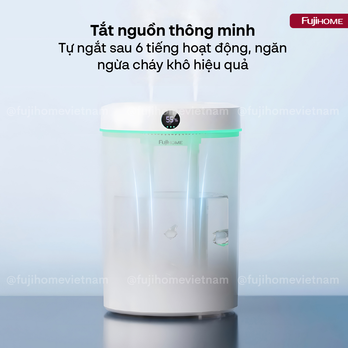 Máy phun sương Fujihome HM05B 5L cắm USB – báo độ ẩm trên màn LED, đặt bàn làm việc
