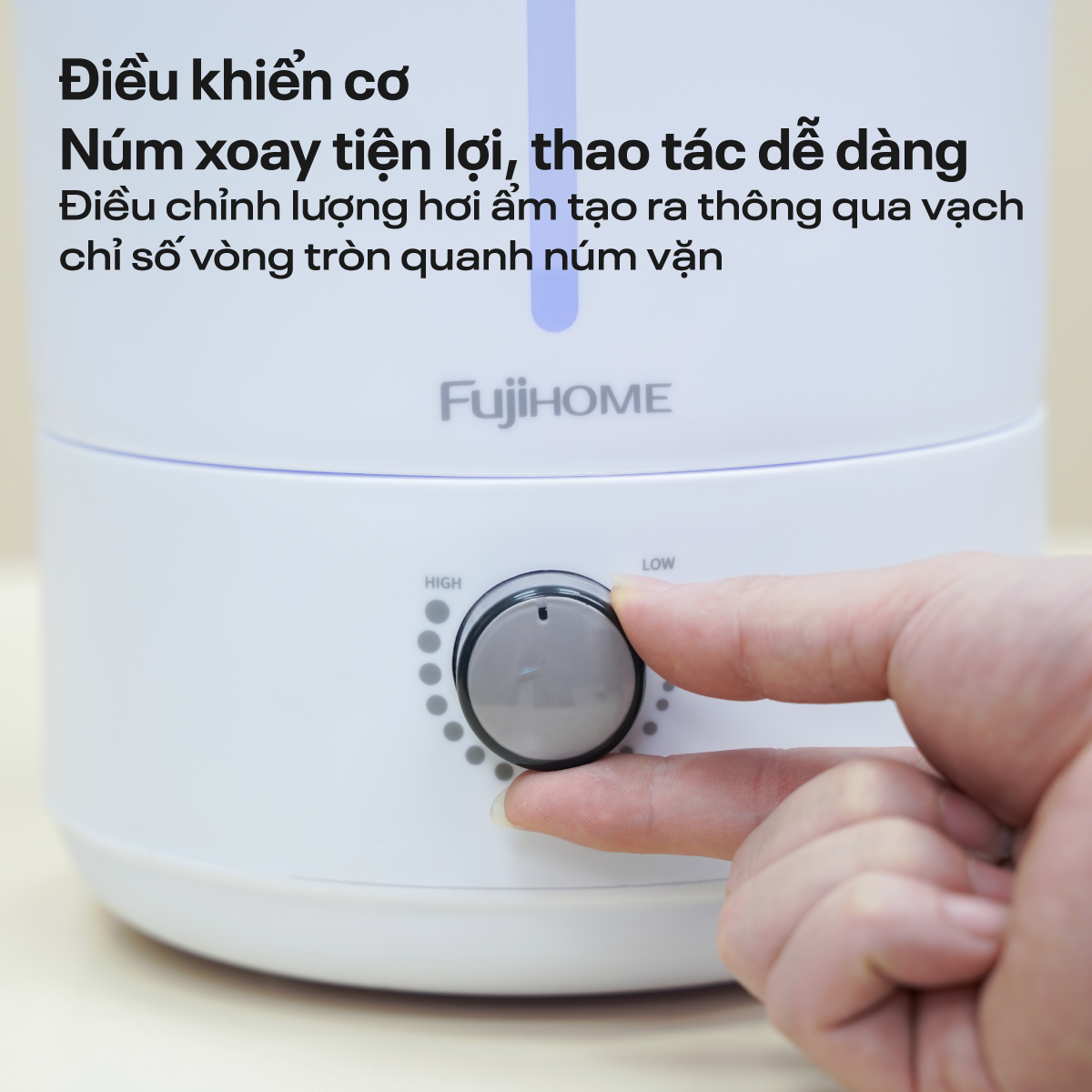 Máy tạo ẩm Fujihome HM06M 6L núm xoay – êm, dễ dùng cho ông bà và phòng bé