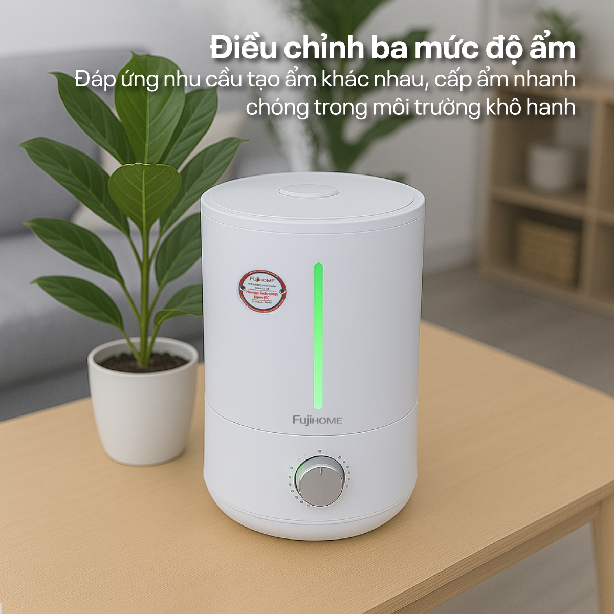 Máy tạo ẩm Fujihome HM06M 6L núm xoay – êm, dễ dùng cho ông bà và phòng bé