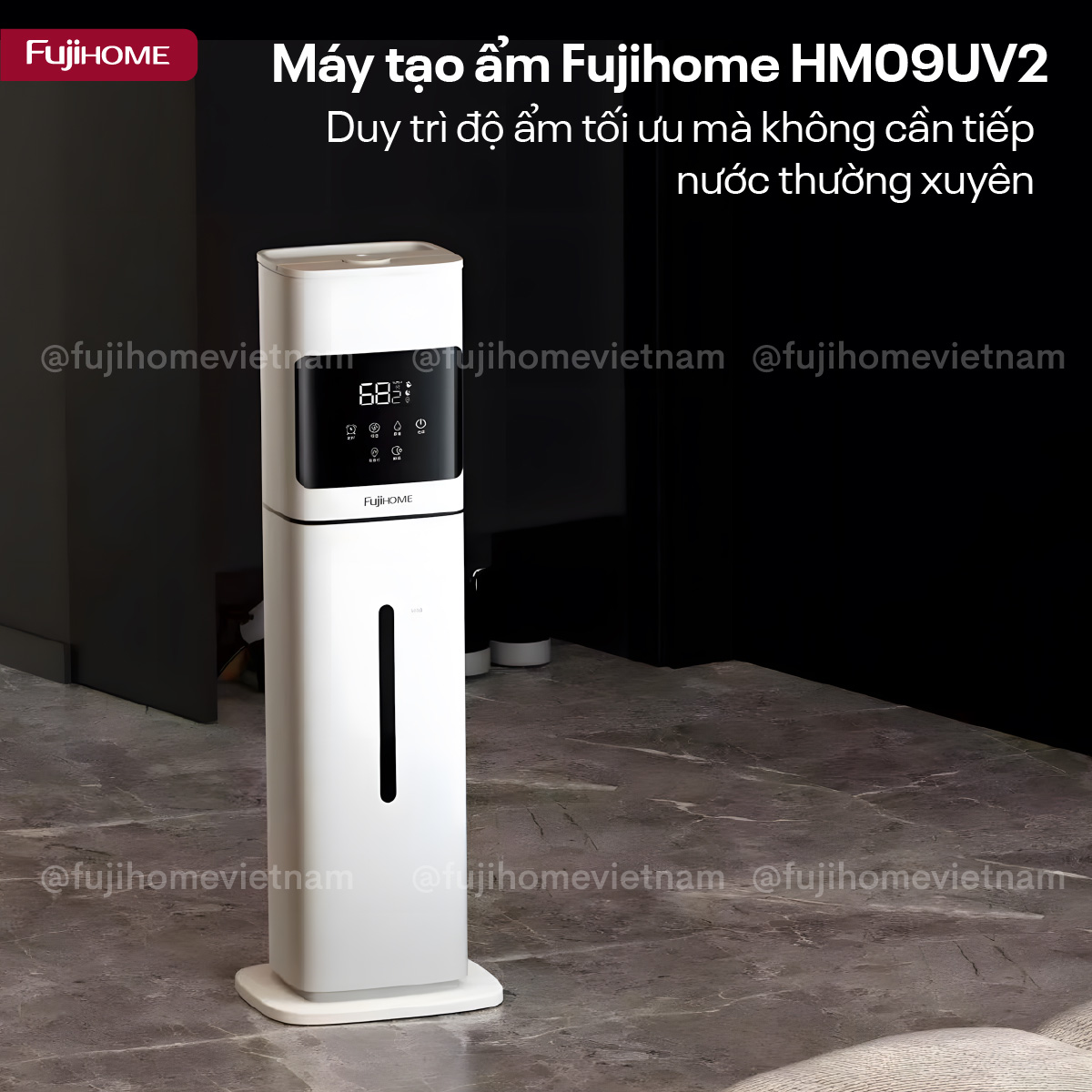 Máy tạo ẩm Fujihome HM09UV2 bình 9L – phòng điều hòa dịu ẩm suốt đêm