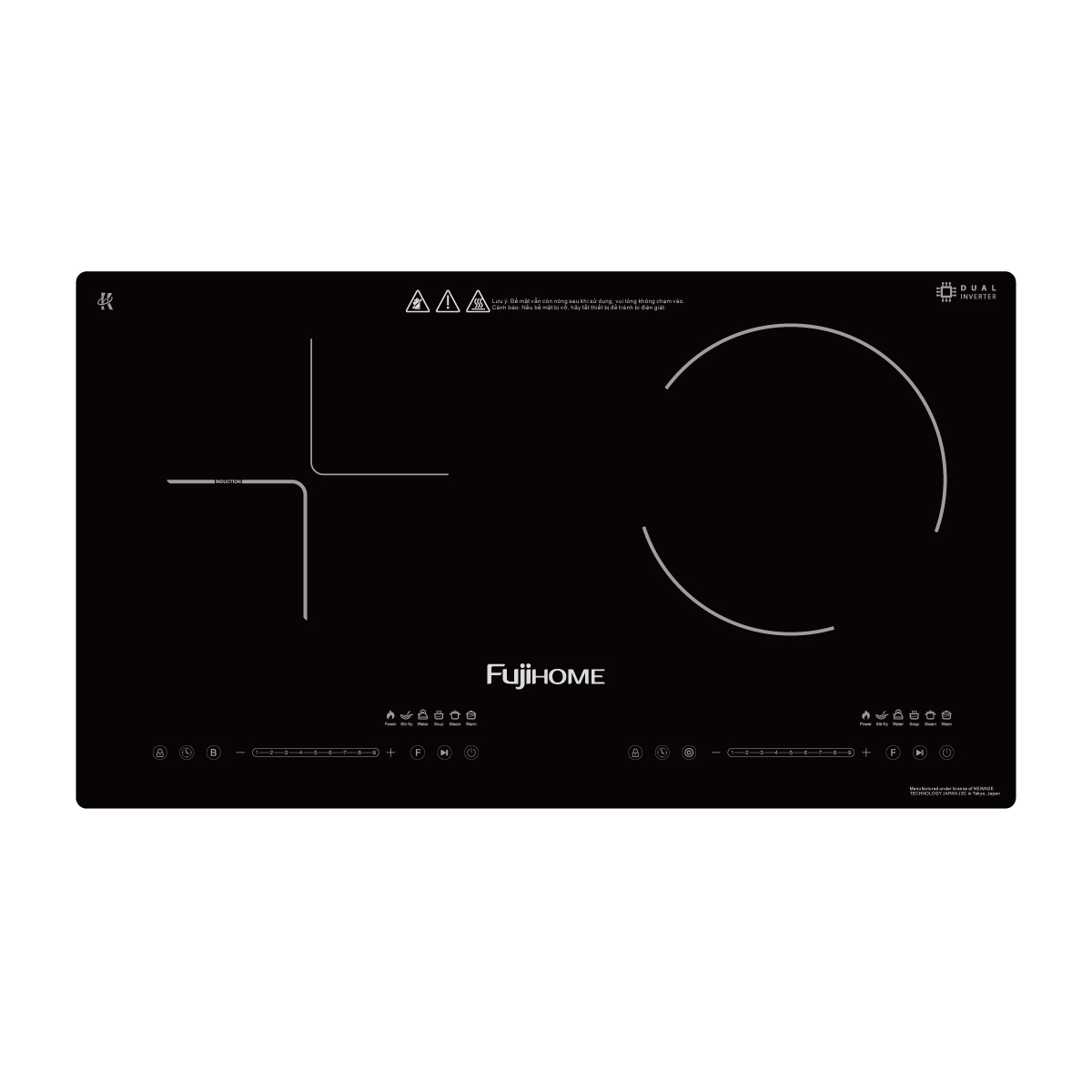 Fujihome IC2519 – bếp đôi từ + hồng ngoại 4400W dùng được nồi đất, nồi nhôm
