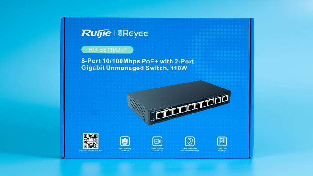 Switch RUIJIE RG-ES110D-P (PoE 8 cổng 10/100/1000BASE-T) | Hàng chính hãng