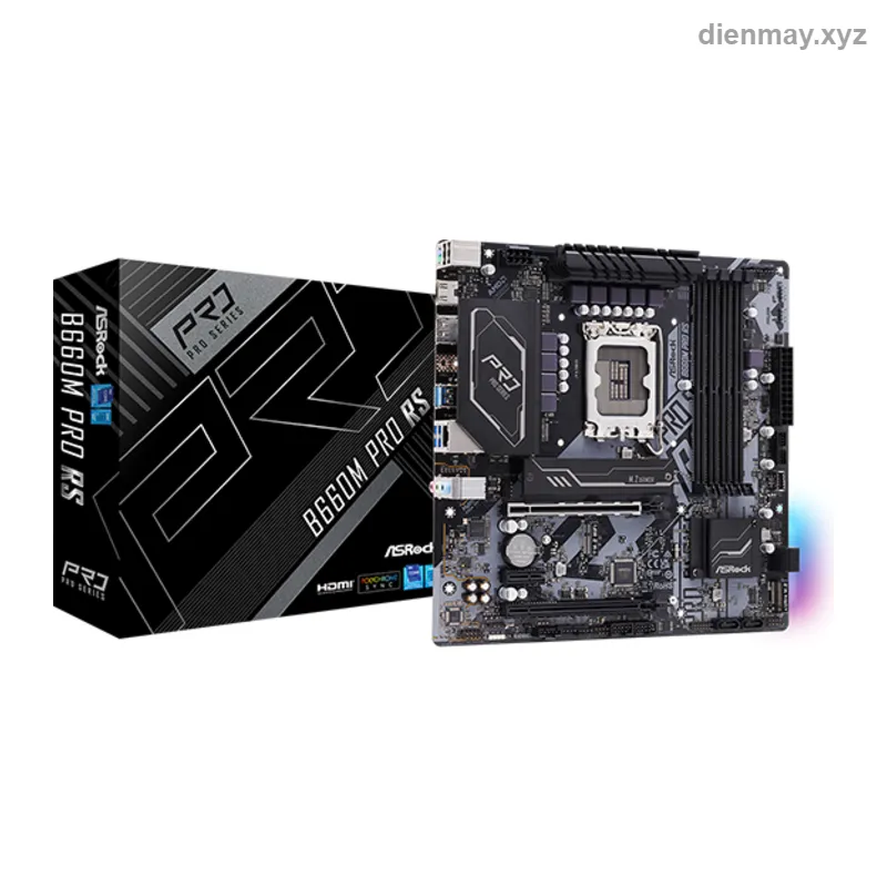 Mainboard ASRock B660M Pro RS (Intel B660, Socket LGA1700, Micro-ATX, DDR4) - Bo mạch chủ cho PC văn phòng, gaming tầm trung dùng CPU Intel LGA1700