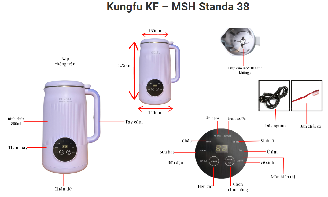 Máy làm sữa hạt KUNGFU KF - MSH standa 38 | Hàng chính hãng